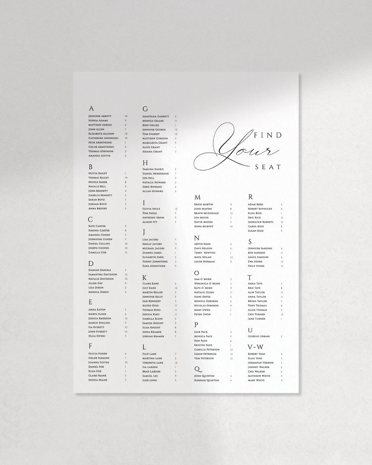 The Lile Seating Chart