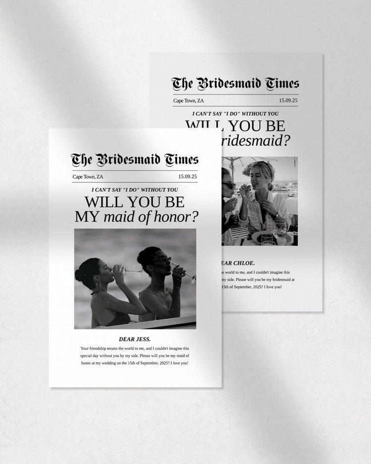 Newspaper Bridesmaid Proposal Card
