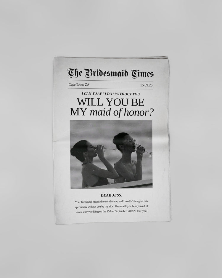 Newspaper Bridesmaid Proposal Card
