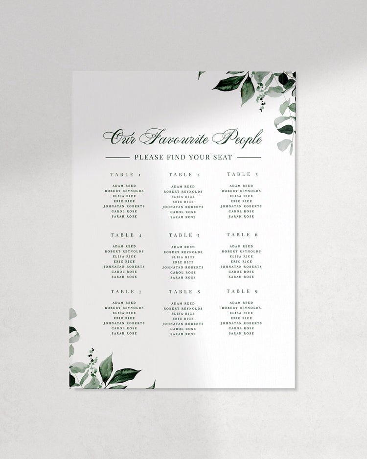 The Evergreen Seating Chart