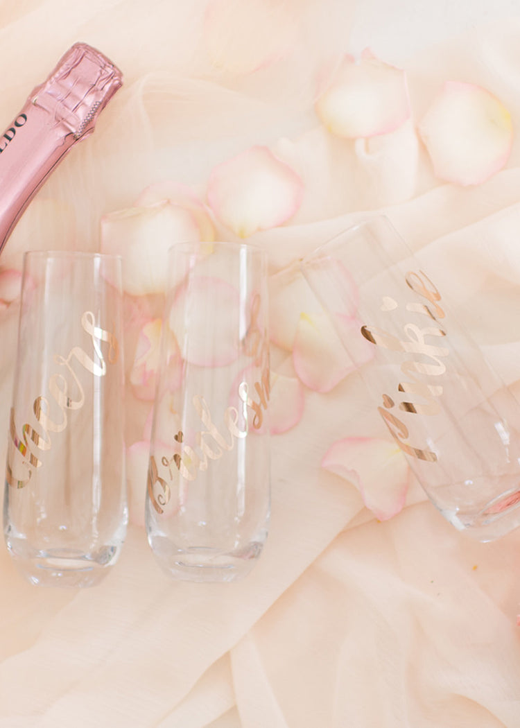 Personalised Stemless Champagne Glasses