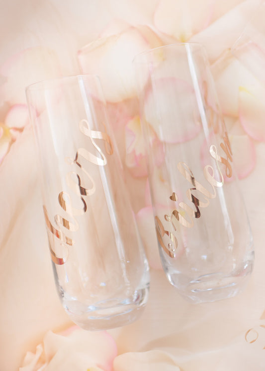 Personalised Stemless Champagne Glasses