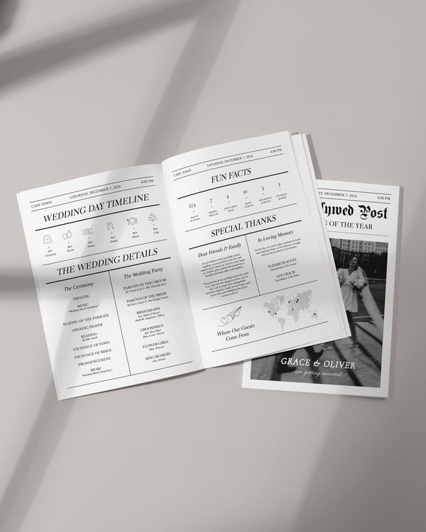 #1 Wedding Newspaper Program Template | The Big Day Online