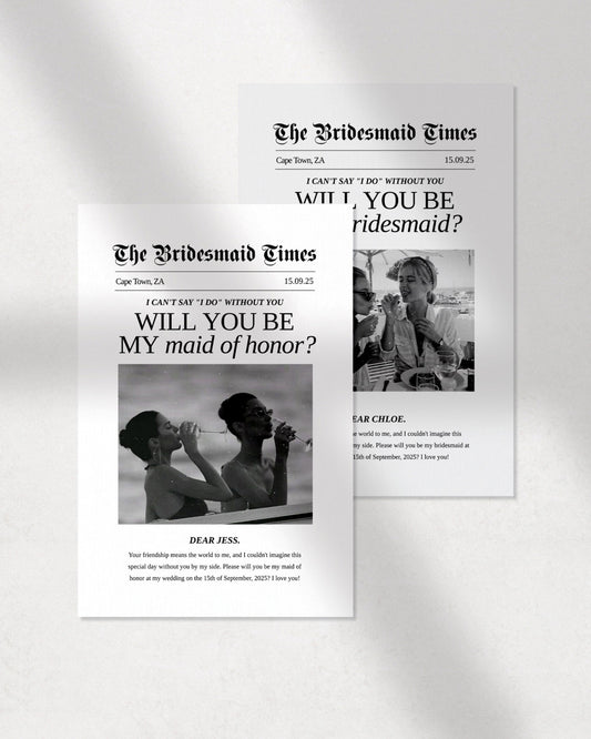 Newspaper Bridesmaid Proposal Card